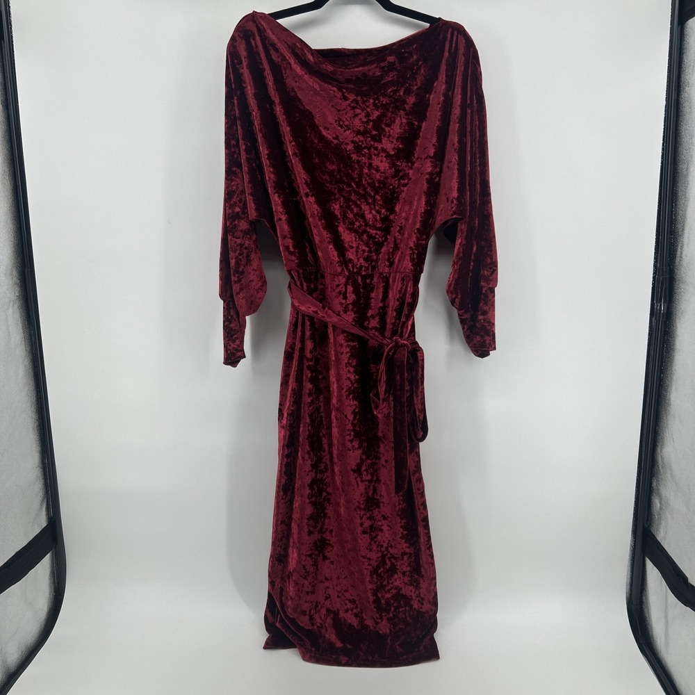 Mainstrip Y2K Burgundy Crushed Velvet Dress Whimsigoth Renaissance Romance Sz M